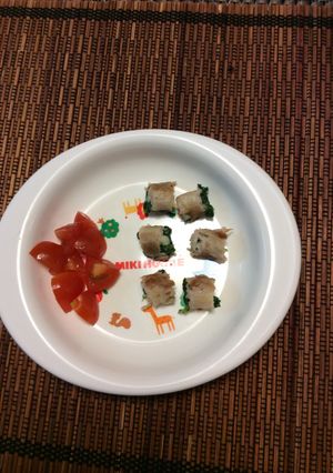 離乳食完了期 豚肉ほうれん草のぐるぐる-レシピのメイン写真