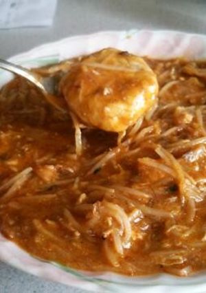 大豆団子のあんかけもやし風レッドカレー！-レシピのメイン写真