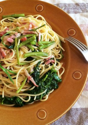 空芯菜とベーコンのパスタ-レシピのメイン写真