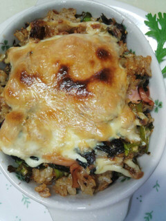 金時草の炒飯チーズ焼き-レシピのメイン写真