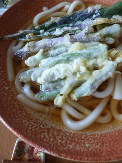 金時草の天ぷらをのせたかけうどん-レシピのメイン写真