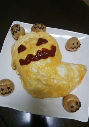 簡単おばけ★ｵﾑﾗｲｽ★ハロウィーン-レシピのメイン写真