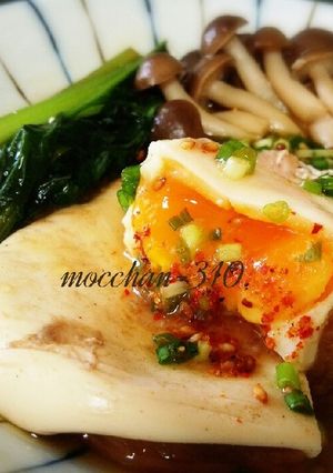 車麩で落とし卵と小松菜の煮物＊優しいお味-レシピのメイン写真