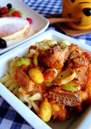 豆と秋刀魚のトマト煮込み☆(水煮缶使用)-レシピのメイン写真
