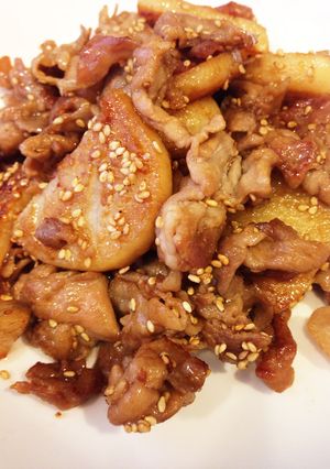 長芋と豚肉の甘辛炒め-レシピのメイン写真