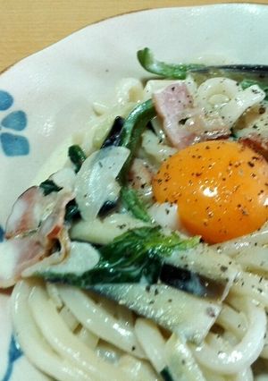 時短レシピ!!冷凍うどんでカルボナーラ風-レシピのメイン写真