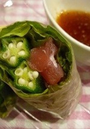 鮪とオクラの中華風生春巻き-レシピのメイン写真