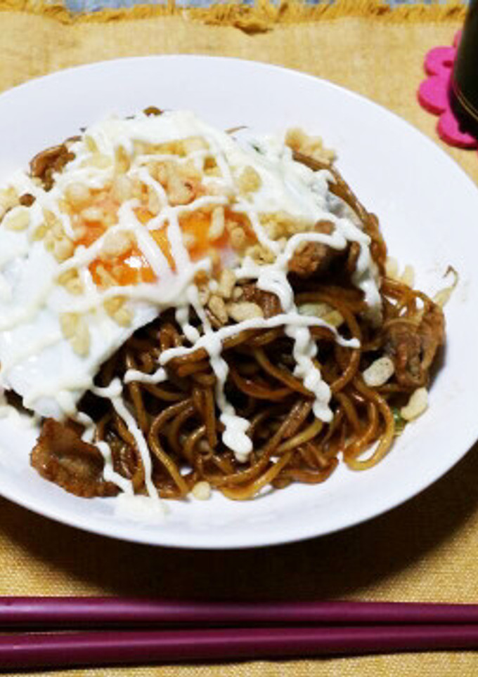 男子が絶対喜ぶ！目玉焼きソース焼きそば♡-レシピのメイン写真