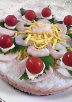 パーティーに最適！☆ケーキ型押し寿司-レシピのメイン写真