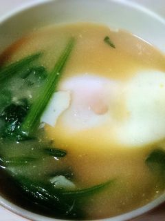 朝食にも~簡単♪ほうれん草と卵のお味噌汁-レシピのメイン写真