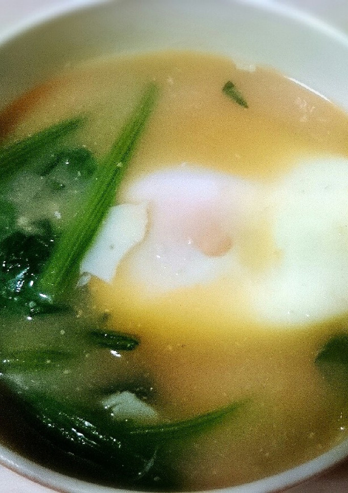 朝食にも～簡単♪ほうれん草と卵のお味噌汁-レシピのメイン写真