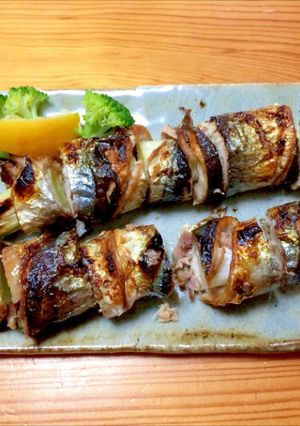 秋刀魚の白ネギ巻き 焼き！-レシピのメイン写真