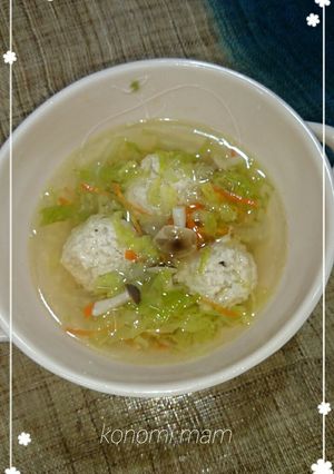 鶏ミンチ団子の白菜スープ(ショウガ入り)-レシピのメイン写真