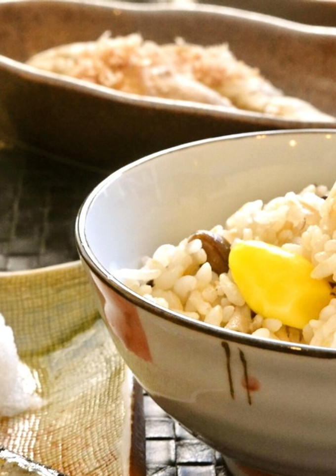 秋の炊き込みご飯　ぎんなんときのこご飯-レシピのメイン写真