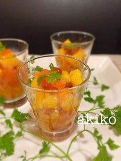 柿とスモークサーモンといくら-レシピのメイン写真