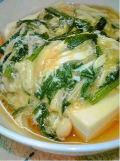 春菊・えのき・卵のあん掛け豆腐-レシピのメイン写真