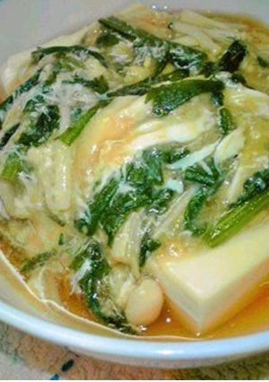 春菊・えのき・卵のあん掛け豆腐-レシピのメイン写真