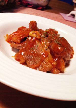 ポークブロックのケチャップ煮-レシピのメイン写真