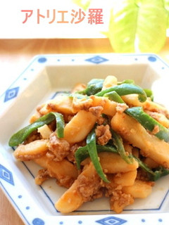 じゃがいも・ピーマン・豚ひき肉の甘辛炒め-レシピのメイン写真