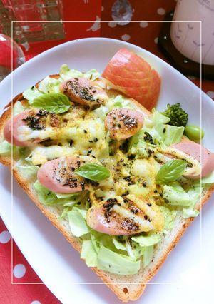 塩キャベ×魚ニソのバジルカレートースト-レシピのメイン写真