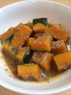 ハロウィン!かぼちゃのごま味噌煮-レシピのメイン写真