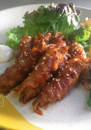 お弁当にも◎舞茸と白ネギの旨辛肉巻き-レシピのメイン写真