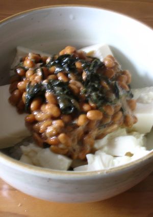しその塩漬けで♪豆腐と納豆のおやこ丼-レシピのメイン写真