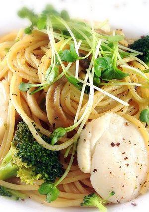 帆立とブロッコリーのバターポン酢パスタ-レシピのメイン写真