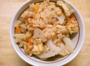 蓮根 人参 油揚げの 炊き込みご飯！-レシピのメイン写真