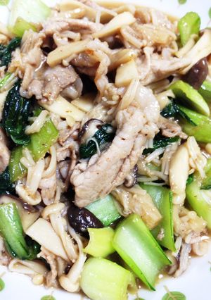 豚とキノコとちんげん菜炒め-レシピのメイン写真