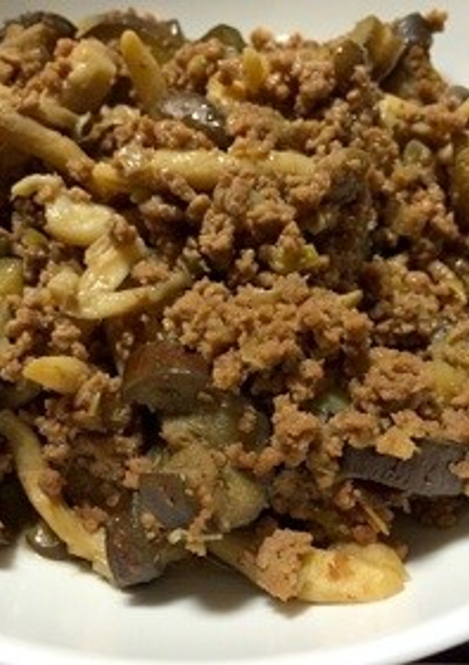 茄子としめじの甘いひき肉炒め-レシピのメイン写真