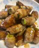 豚バラ肉でなすと白ネギの肉巻き