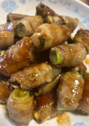 豚バラ肉でなすと白ネギの肉巻き-レシピのメイン写真