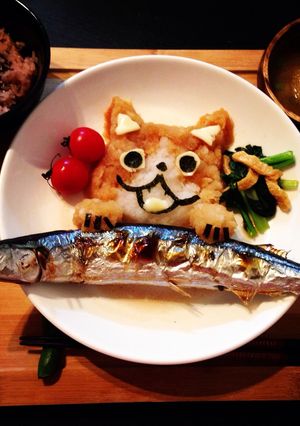 大根おろしアート！サンマとジバニャン-レシピのメイン写真