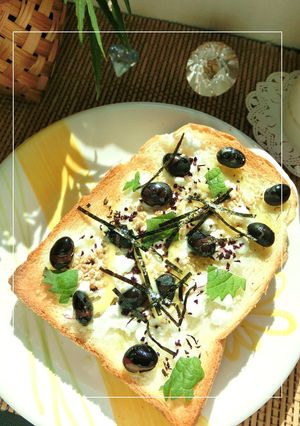 紫蘇香る❀　カッテージ×黒豆のトースト-レシピのメイン写真