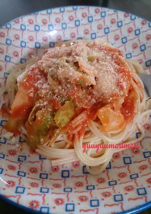 キャベツとベーコンのトマトクリームパスタ-レシピのメイン写真