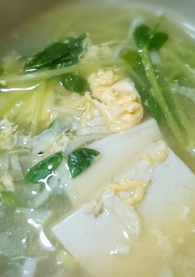 ささっと簡単！豆苗の中華卵スープ-レシピのメイン写真