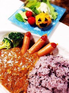 ハロウィン カレーとカボチャサラダ-レシピのメイン写真