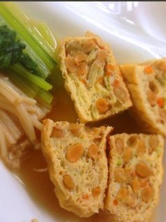 栃尾の油揚げで♡納豆と卵の袋煮-レシピのメイン写真