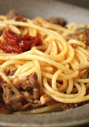 牛肉としめじの韓国風パスタ-レシピのメイン写真