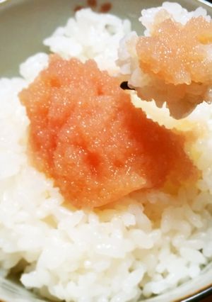 旨～い☆ホカホカご飯に明太子とゴマ油だけ-レシピのメイン写真