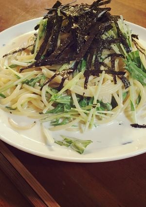 水菜の柚子胡椒クリームパスタ-レシピのメイン写真