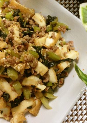 野沢菜と厚揚げの炒め物-レシピのメイン写真