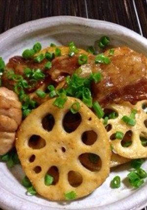 蓮根と豚バラ＆チキン☆余り肉で甘辛炒め-レシピのメイン写真