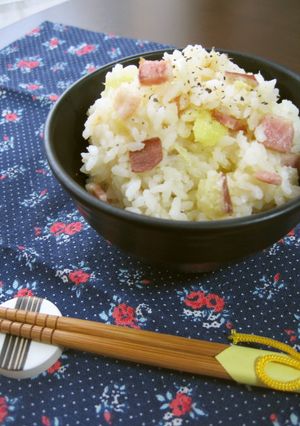チーズが◎薩摩芋とベーコンの炊き込みご飯-レシピのメイン写真