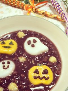 かぼちゃとおばけ白玉のハロウィンぜんざい-レシピのメイン写真