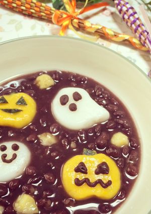 かぼちゃとおばけ白玉のハロウィンぜんざい-レシピのメイン写真