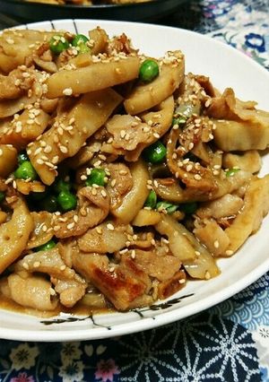 蓮根と豚肉の照り焼き(味噌verも)-レシピのメイン写真