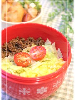彩り弁当*三色カレーそぼろ丼*-レシピのメイン写真