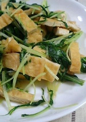 水菜と油揚げのサッと炒め-レシピのメイン写真